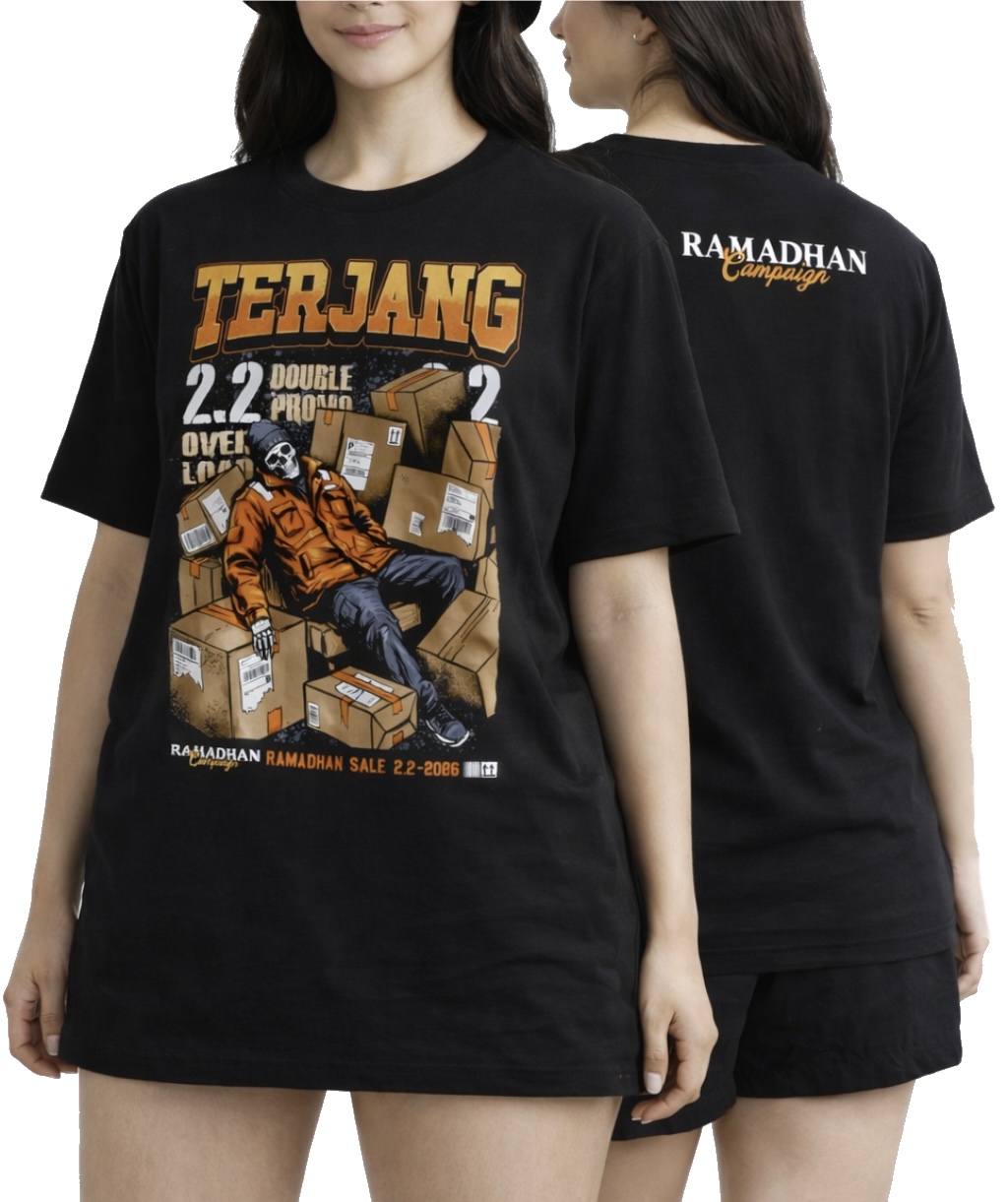 Model wearing TERJANG kaos